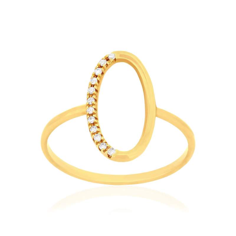 Bague or 375 jaune diamants - vue 1