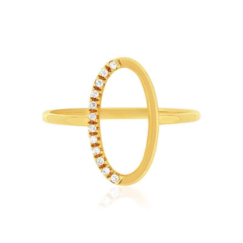 Bague or 375 jaune diamants - vue 3