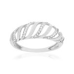 Bague or 375 blanc diamants - vue 1