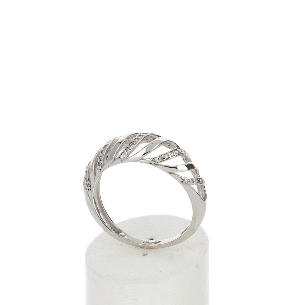 Bague or 375 blanc diamants - vue 2