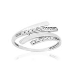 Bague or 375 blanc diamants - vue 1