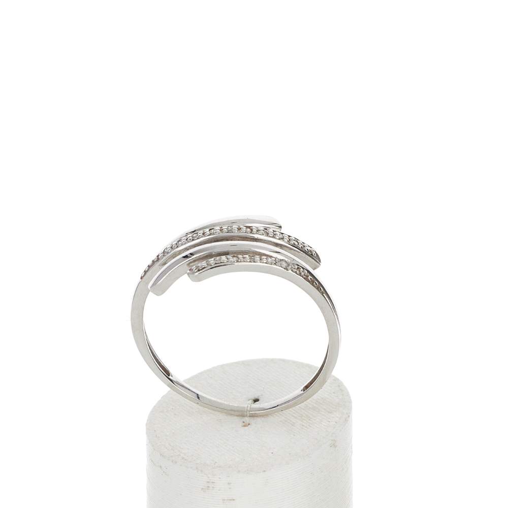 Bague or 375 blanc diamants - vue 2