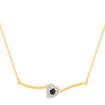 Collier or 375 jaune coeur saphirs et diamant 45cm - vue 1