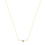 Collier or 375 jaune coeur saphirs et diamant 45cm - vue 2