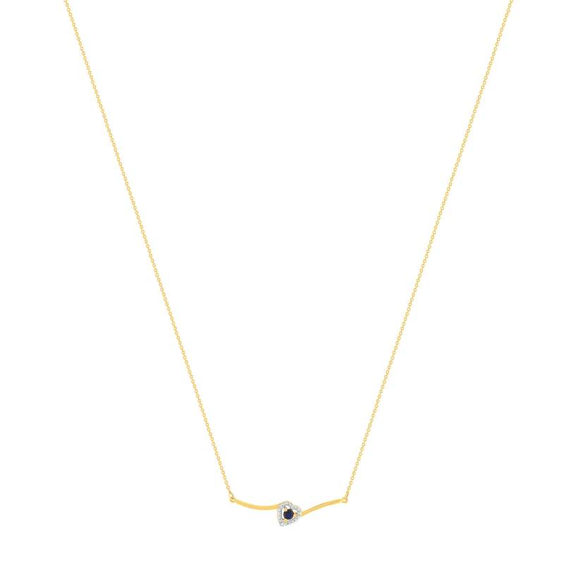 Collier or 375 jaune coeur saphirs et diamant 45cm - vue 2