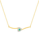 Collier or 375 jaune coeur émeraudes et diamants 45cm - vue 1