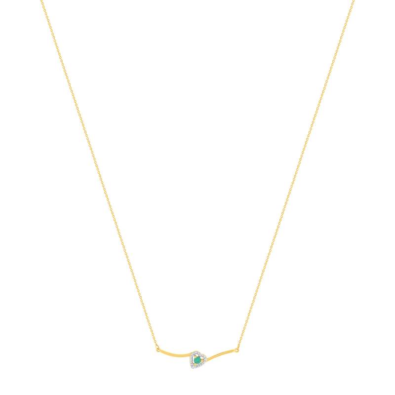 Collier or 375 jaune coeur émeraudes et diamants 45cm - vue 2