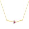 Collier or 375 jaune coeur rubis et diamants 45cm - vue Mporté 1