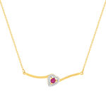 Gold necklace 375 yellow heart ruby and diamonds 45cm - view 1