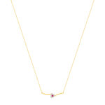 Gold necklace 375 yellow heart ruby and diamonds 45cm - view 2