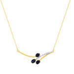 Collier or 375 jaune saphirs et diamants 45cm - vue 1