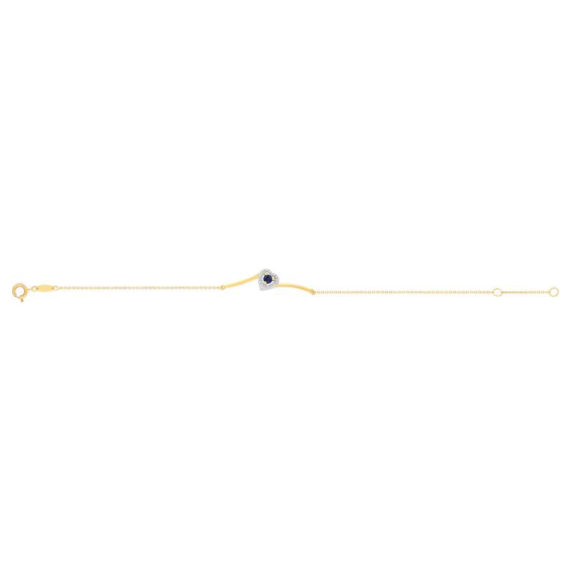 Bracelet or 375 jaune coeur saphirs et diamants 18cm - vue 2