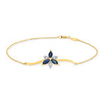 Bracelet or 375 2tons fleur saphirs et diamants 18cm - vue 1