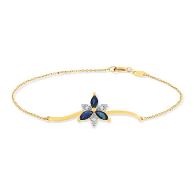 Gold bracelet 375 2tons sapphires and diamonds 18cm