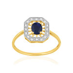 Bague or 375 jaune saphir et diamants - vue 1