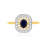 Bague or 375 jaune saphir et diamants - vue 3