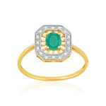 Bague or 375 2 tons émeraude et diamants - vue 1