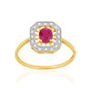 Bague or 375 jaune rubis et diamants - vue V1