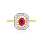 Bague or 375 jaune rubis et diamants - vue 3