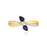 Gold ring 375 yellow sapphires and diamonds - view 3