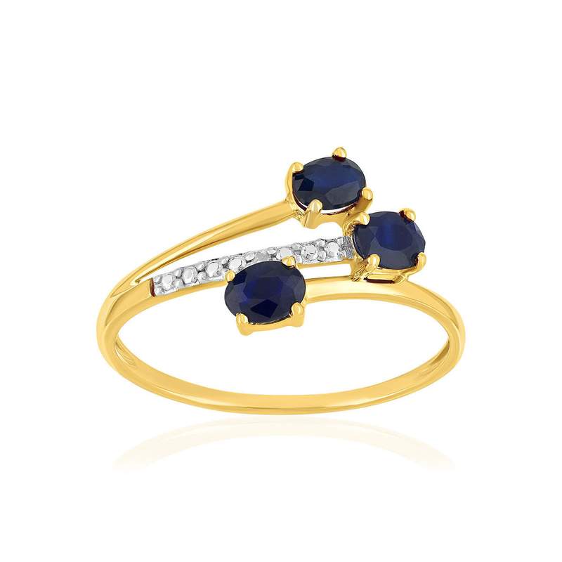 Bague or 375 2 tons saphirs et diamants - vue 1