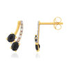 Boucles d'oreilles or 375 jaune saphirs et diamants - vue V1