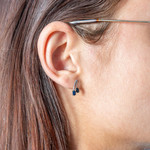 Gold earrings 375 yellow sapphires and diamonds - view worn 1