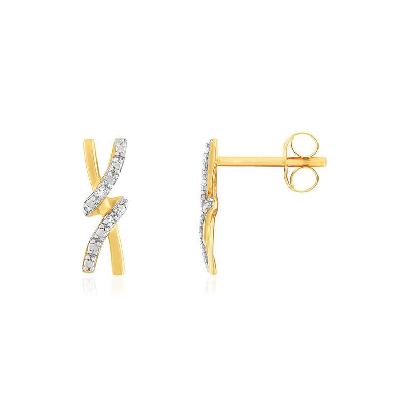 Boucles d'oreilles or 375 2tons diamant - vue 1