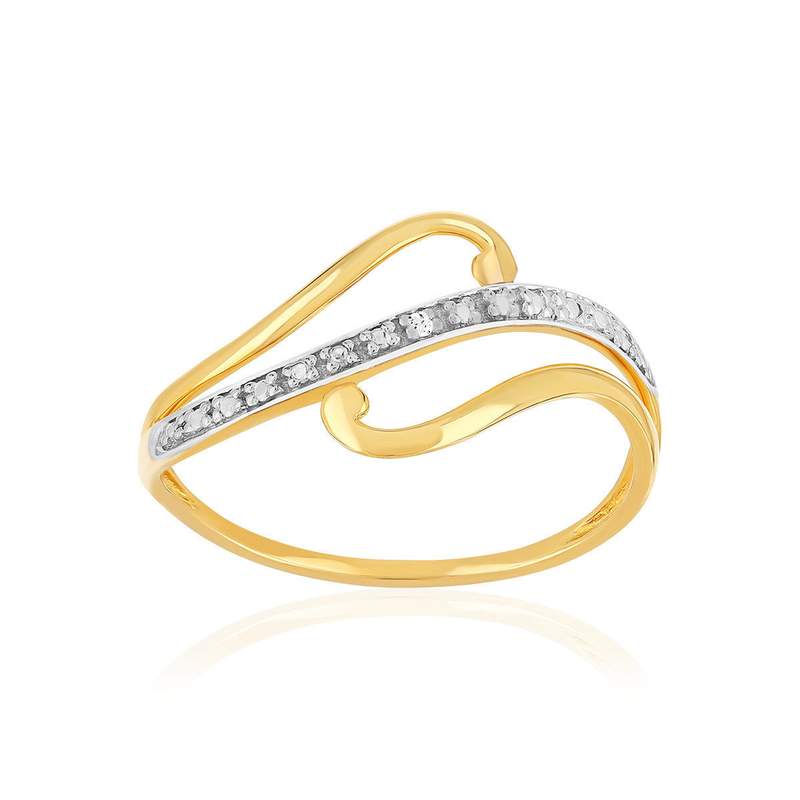 Bague or 375 jaune diamants - vue 1