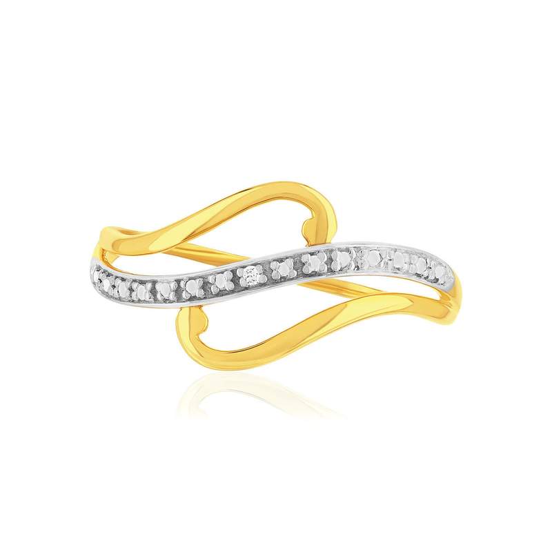 Bague or 375 jaune diamants - vue 3