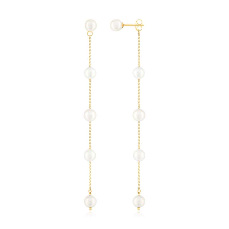 Boucles d'oreilles or 375 jaune perle d'eau douces - vue 1