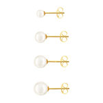 Lot de 4 boucles d'oreilles or 375 jaune perles de culture de Chine - vue 2