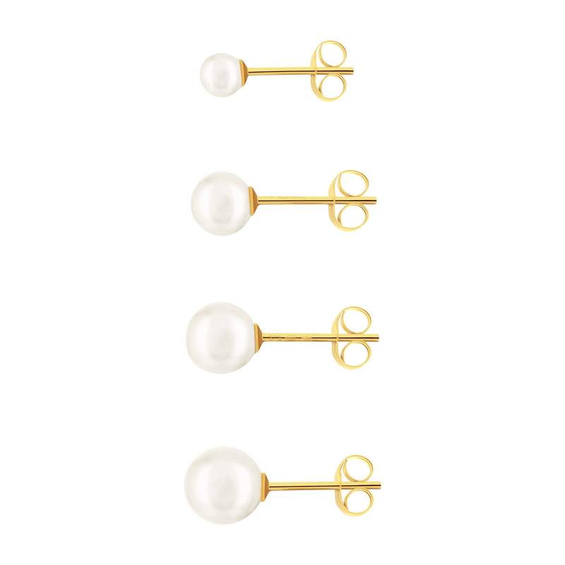 Lot de 4 boucles d'oreilles or 375 jaune perles de culture de Chine - vue 2