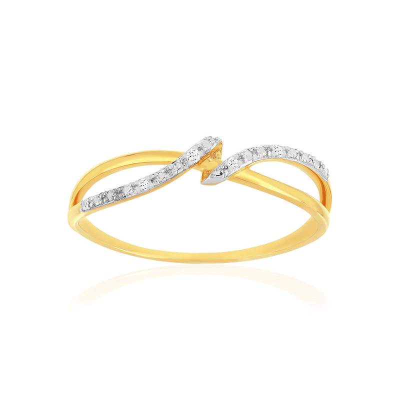 Bague or 375 jaune diamants - vue 1