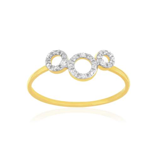 Bague or 375 jaune ronds diamants