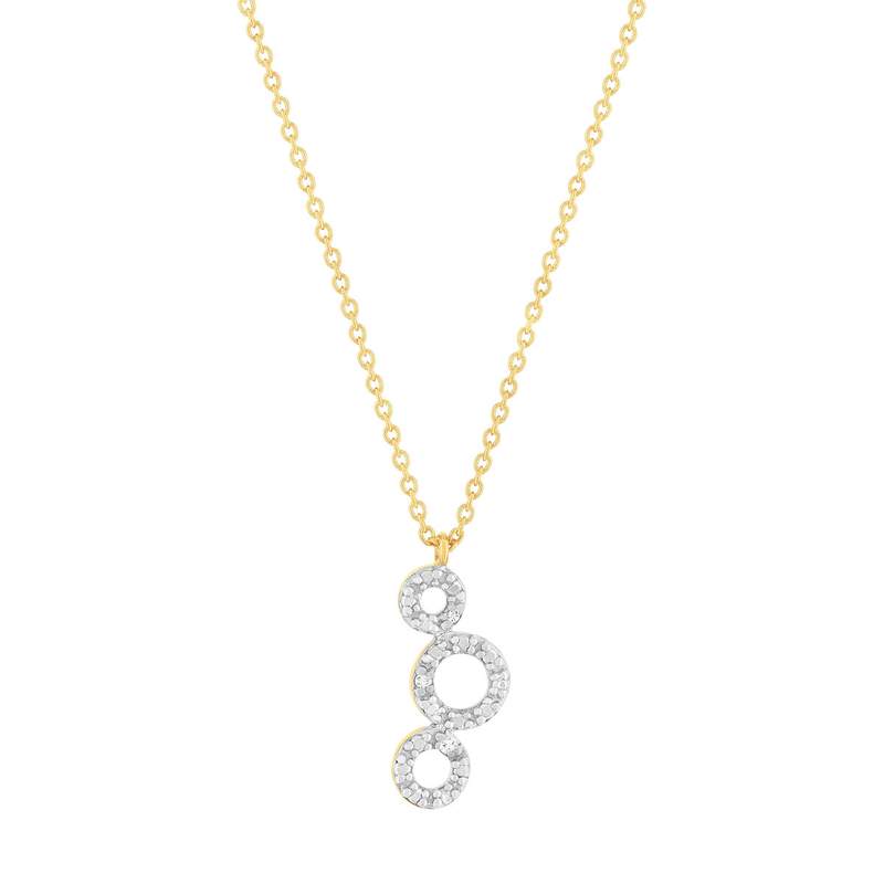 Collier or 375 2 tons ronds diamants 45cm - vue 1