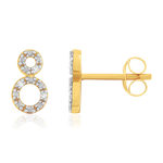 Boucles d'oreilles or 375 jaune ronds diamants - vue 1