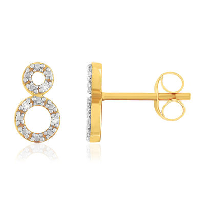 Boucles d'oreilles or 375 jaune ronds diamants