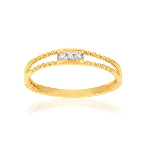 Bague or 375 jaune diamants