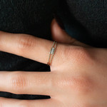 Gold ring 375 yellow diamonds - view worn 1