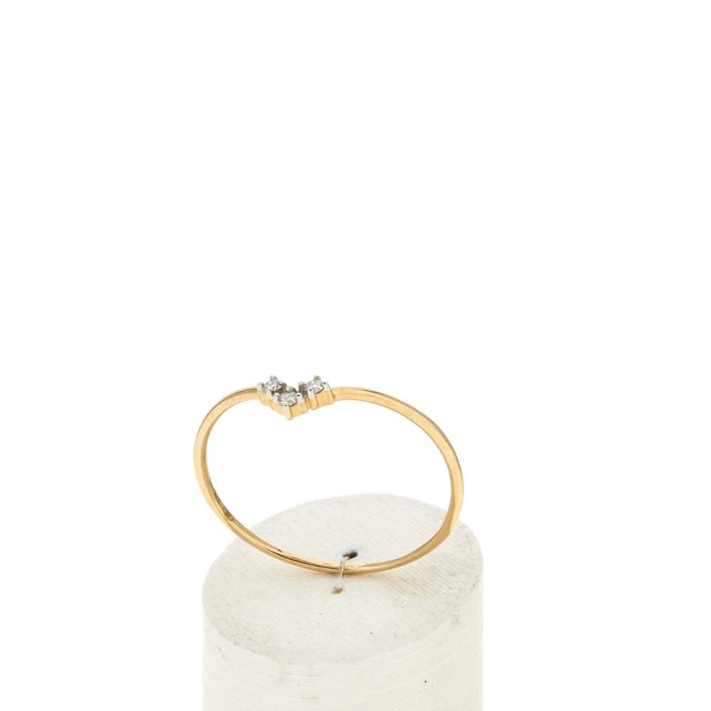 Gold ring 375 yellow diamonds - view 2