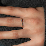 Gold ring 375 yellow diamonds - view worn 1