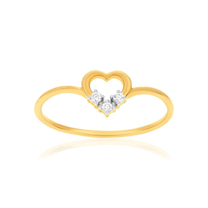 Bague or 375 jaune diamants - vue 1