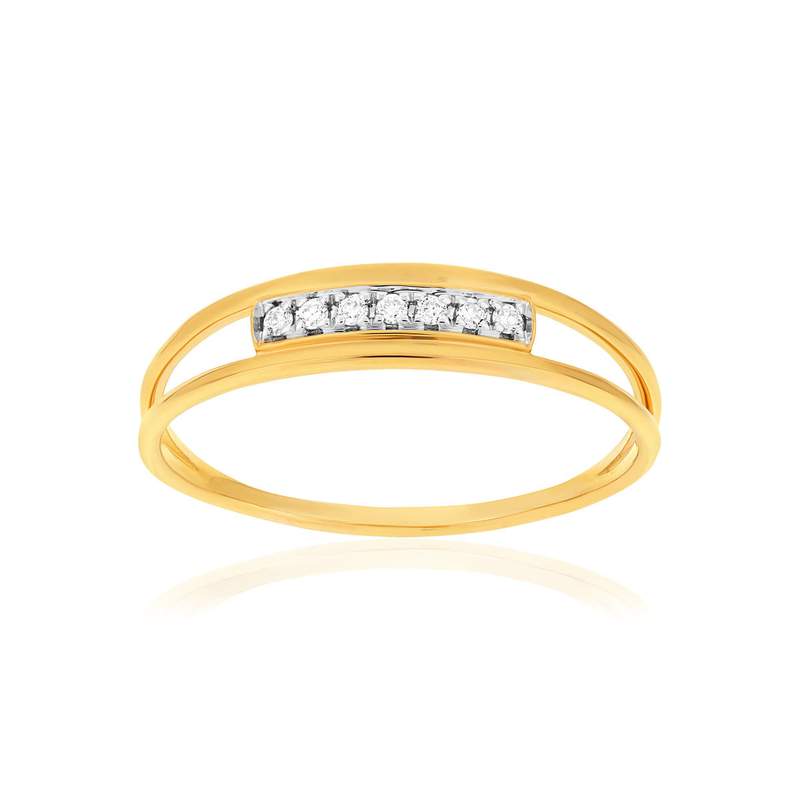 Bague or 375 jaune diamants - vue 1