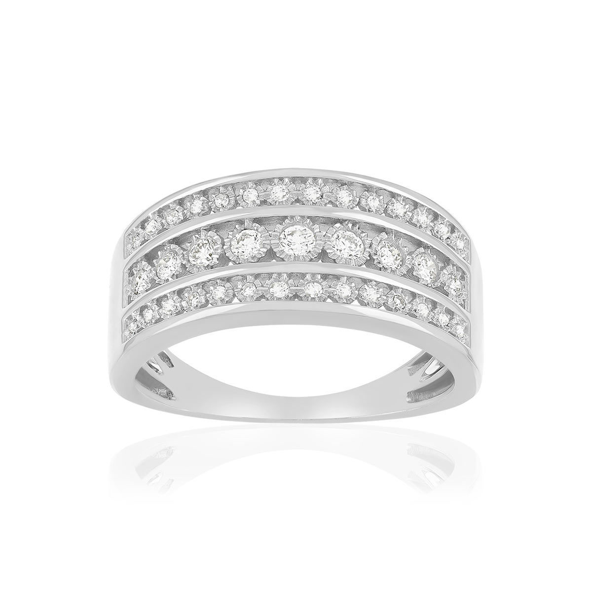 Bague or 375 blanc diamants