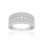 Bague or 375 blanc diamants - vue 1