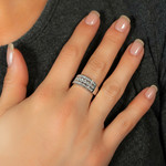 Bague or 375 blanc diamants - vue porté 1