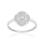 Bague or 375 blanc diamants - vue 1
