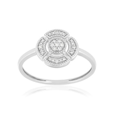 Bague or 375 blanc diamants