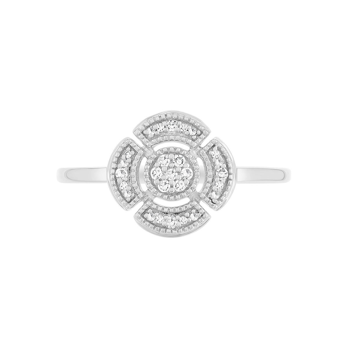 Bague or 375 blanc diamants - vue 3